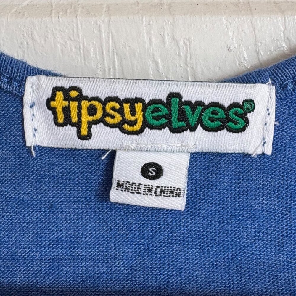 NWT Women's Tipsy Elves Meowica Blue Racer Back Tank Top - Picture 2 of 5